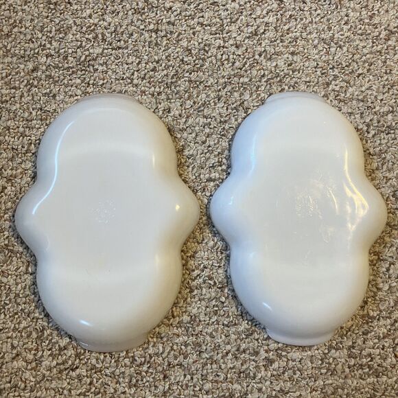 Set of 2 Vintage Fire King Milk Glass Divided Relish Candy Dish Gold Trim MCM - Picture 5 of 9